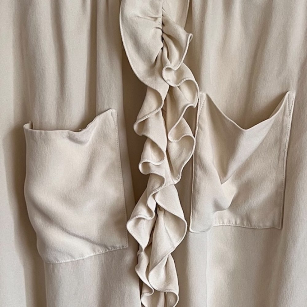 Ramy Brook Cream Ruffled Button Up Blouse - Picture 6 of 12
